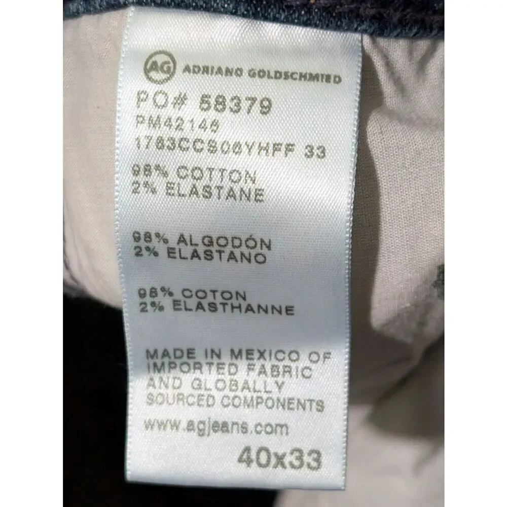 AG Adriano Goldschmied Tellis Modern Slim Jeans 40x33 Vapor Wash Japanese NWT